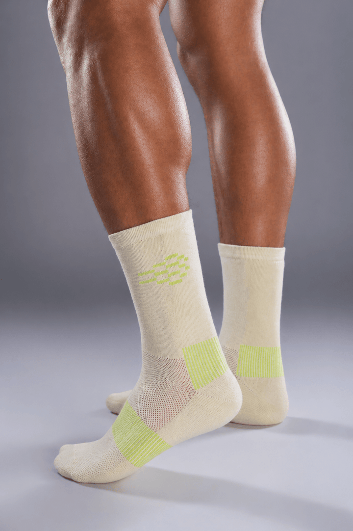 Breathable Cushioned Crew Socks Green - Aeir Code | Performance Wear & Activewear for Runners, India